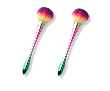 Cepillo de colorete en polvo, cepillo de colorete de polvo de cintura pequeña, cepillo de maquillaje esponjoso, cepillo de maquillaje de base, maquillaje diario profesional (2 piezas) (color degradado