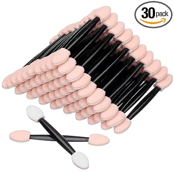 Akstore Aplicador de esponja desechable de doble cara para sombra de ojos, brochas de maquillaje (30PCS-negro)