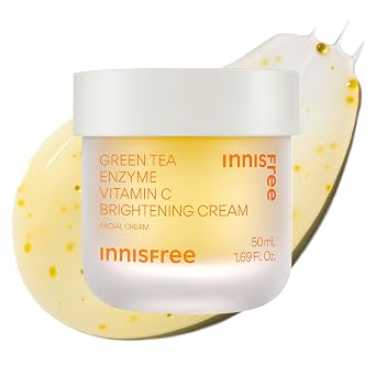 innisfree Crema iluminadora con enzima de té verde, crema hidratante facial coreana para manchas oscuras, hidratación y piel radiante
