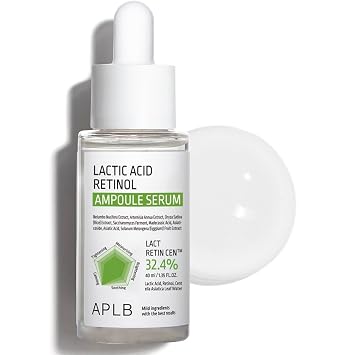 APLB Suero de ampolla de retinol de ácido láctico | LACT RETIN CEN™ 32.4% 1.35 FL.OZ/Cuidado de la piel coreano, Cuidado de arrugas, Manchas oscuras, Exfoliante, Revitaliza para una suavidad y mejora la textura de la piel