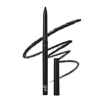 e.l.f. Delineador de ojos retráctil No Budge, cremoso, ultra pigmentado e impermeable, crea líneas atrevidas y definidas, vegano y libre de crueldad, negro