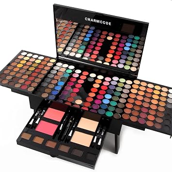 CHARMCODE Juego de paleta de maquillaje cosmético de 190 colores, combinación con sombra de ojos, colorete facial, polvo de cejas, corrector facial, lápiz delineador de ojos, un espejo, regalo de