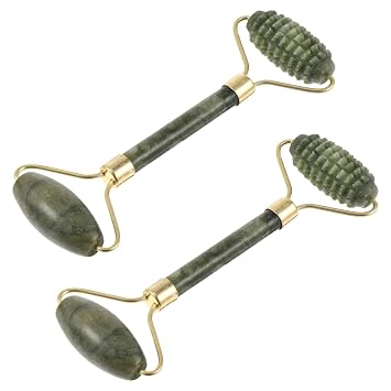 2pcs Jade Roller Massager Xmas Crystal Zinc Alloy Cooling Massage