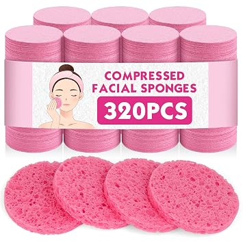 Esponjas faciales comprimidas de 320 unidades, esponja facial de celulosa