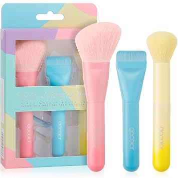 docolor Brochas de Maquillaje 3 Piezas Base Polvo Rubor Brocha Premium Brocha de Maquillaje Facial Para Aplicar y Mezclar polvo, base, bronceador y rubor con Líquido, Crema y Polvo Cosmético Vegano