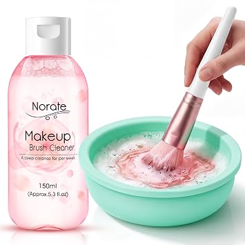 Norate Solución limpiadora de brochas de maquillaje + cuenco de limpieza de