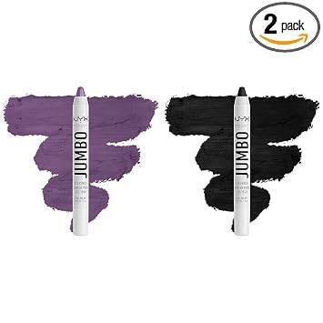 NYX PROFESSIONAL MAKEUP - Conjunto de lápices de ojos tamaño jumbo, barra de sombra de ojos mezclable y lápiz delineador, color Eggplant (violeta) y Black Bean (negro)