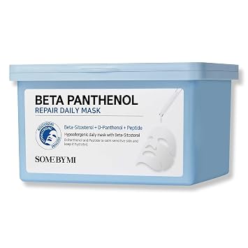 SOME BY MI Beta-Panthenol Repair Daily Mask - 30 hojas, 348 ml - Mascarilla facial coreana vegana diaria para la recuperación de la barrera de la piel - Cuidado hidratante y humectante con pantenol