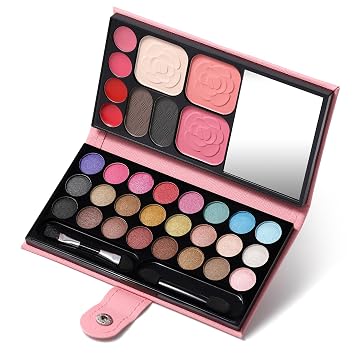 Kit de Maquillaje Todo en Uno para Mujeres Kit Completo - 24 Sombras de Ojos, 4 Lápices Labiales, 2 Rubores, 1 Polvo, 2 Polvos para Cejas, 1 Espejo, 2 Brochas de Doble Punta, Set de Regalo de