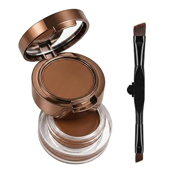 Kit 2 en 1 de polvo de cejas y delineador de ojos en gel con espejo y cepillo de doble extremo, polvo de cejas y delineador de ojos crema para cejas naturales, delineador alado y retoques de viaje