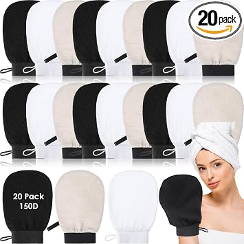 FoldTier 20 guantes exfoliantes de verano a granel para exfoliantes de verano, exfoliantes corporales, de fibra de viscosa 150D, manoplas coreanas para spa, masaje, removedor de piel muerta para