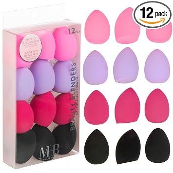Paquete de 12 esponjas de belleza brillante - Esponjas mezcladoras de