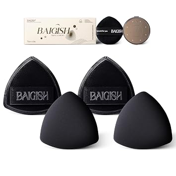 Juego de esponjas de maquillaje para corrector de base, esponjas suaves triangulares, licuadora, esponja sin látex para líquido, crema y polvo, maquillaje sin costuras e impecable (negro)