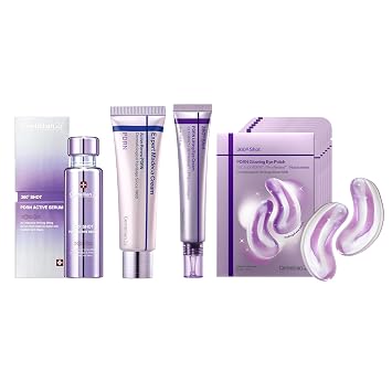 CENTELLIAN 24 360º Shot PDRN Paquete completo antienvejecimiento, suero activo, crema renovadora, crema de ojos lifting y parches brillantes para los ojos (1.69+1.69+1.01 fl oz, 6 juegos) juego coreano para el cuidado de la piel para hidratación y reafirma