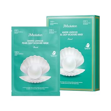 JMsolution Marine Luminous Pearl Deep Moisture Mascarilla Facial de Cuidado de la Piel de 3 Pasos - Mascarilla Facial Coreana para el Cuidado de la Piel - Potencia el Brillo e Hidratación - 10 Hojas