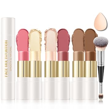 IONSGAKO - Kit de maquillaje en barra de contorno de crema de doble punta de 6 colores, set A