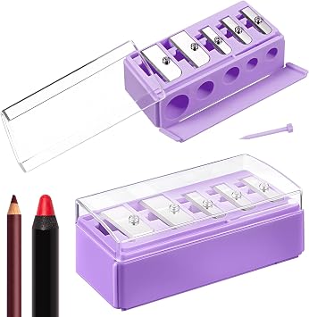Honoson Sacapuntas de ojos de 5 agujeros con tapa para maquillaje, 2