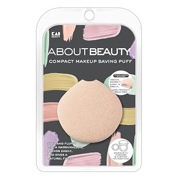 Kai About Beauty - Esponja compacta de ahorro de maquillaje, esponja de maquillaje en polvo sin residuos, textura suave de malvavisco, control de cinta para mezcla de precisión, diseño apto para