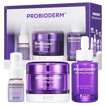 BIOHEAL BOH [Cardi B's Pick] Probioderm 3D Lifting Skin Care Set | Crema de noche coreana, suero y niebla facial hidratante para levantar y reafirmar | Rutina antienvejecimiento perfecta para piel