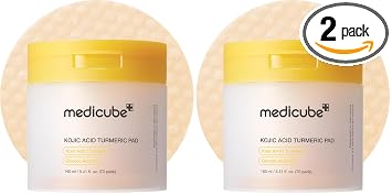 medicube Almohadillas de tóner, almohadilla aclaradora de cúrcuma de ácido kójico para pieles problemáticas (paquete de 2)