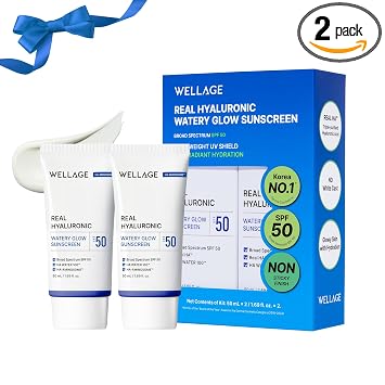 WELLAGE Protector solar real hialurónico Watery Glow SPF50 1.69 fl.oz