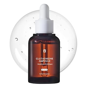 TOSOWOONG Suero de glutatión con 20,000ppm de glutatión, niacinamida y ácido hialurónico, para manchas oscuras, mejora la elasticidad de la piel, revitaliza la tez, cuidado de la piel coreano, 30ml