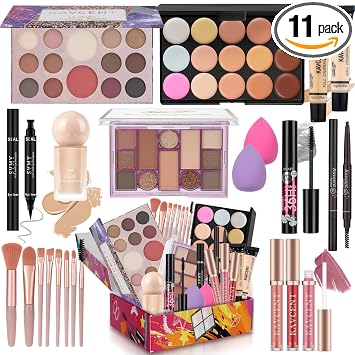 Kit de maquillaje para adolescentes y mujeres, kit completo de maquillaje para adolescentes y niñas, base de sombra de ojos, paleta de maquillaje para mujeres, adolescentes, kits de maquillaje de Navidad para adolescentes y niñas