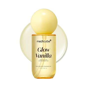 medicube Glow Vanilla - Fragancia para cabello y cuerpo | Perfume cremoso de almizcle de vainilla dulce con niacinamida y ácidos hialurónicos, frescura, cuidado del olor y brillo, cuidado del cuerpo