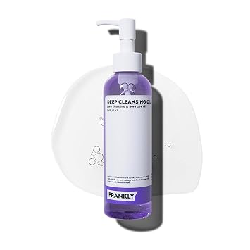 FRANKLY Aceite limpiador de poros | Limpiador de aceite para la cara | Desmaquillante profundo y limpiador de puntos negros con BHA, LHA, aminoácidos y ácido hialurónico | Todo tipo de piel, cuidado de la piel coreano | 6.8 onzas líquidas
