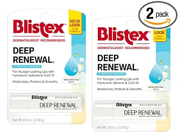 Blistex Deep Renewal Lip Protectant - Bálsamo protector solar, 0.13 onzas (paquete de 2)