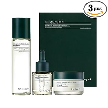 Pyunkang Yul PKY - Set de regalo calmante de prueba, tónico exfoliante, suero calmante y crema hidratante para la piel facial, vegano, cuidado de la piel coreano (juego de 3 artículos)
