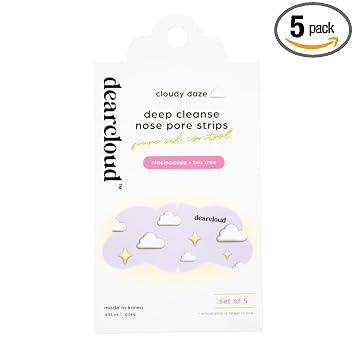 dearcloud Deep Cleanse - Tira de poros de nariz para control de aceite y cuidado de la piel aclarador, cuidado de la piel coreano, Cloudy Daze (paquete de 5)