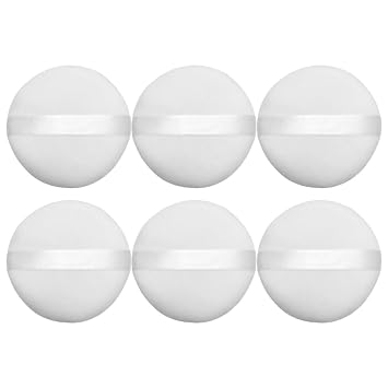 Cotton Wool and Sponge Plush Powder Puff Makeup Accessory 6pcs 10cm