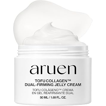 Tofu - Crema de gelatina de colágeno doble - 80% de leche de soja fermentada + esencia de frijoles + niacinamida - Tensor de la piel de vidrio coreano, hidratante facial diario (1.69 onzas líquidas | 1.7 fl oz)