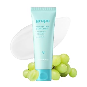 THANKYOU FARMER Grape Aqua Hyaluron Biome Cream, 10 tipos de ácido hialurónico, no comedogénico, piel suave y húmeda, fermento de Lactobacillus, hidratante coreano para pieles grasas 2.81 fl.oz 2.7 fl oz