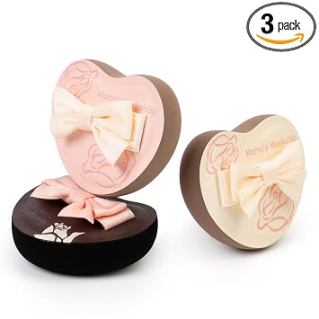 Momo's Workshop Esponja de maquillaje en forma de corazón, Rubycell de rebote firme, esponja de base con correa de pajarita, para mezcla de precisión de productos correctores/crema, 3 colores, apta para viajes y reutilizable