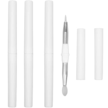 4pcs Double-ended Silicone Lip Brushes with Covers Reusable Lipstick and Lip Gloss Applicators for Makeup Portable Cosmetic for Precise and Eyeshadow Application