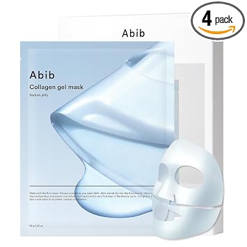 Abib - Mascarilla de gel de colágeno Sedum Jelly 4 hojas (hidratante) | Mascarilla facial de hidrogel de colágeno vegano coreano, ácido hialurónico refrescante hidratante para el cuidado de la piel