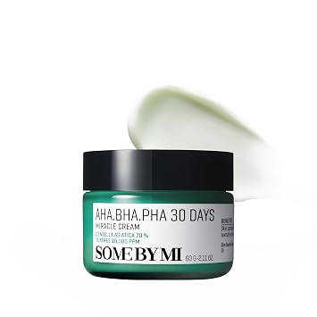 SOME BY MI AHA BHA PHA PHA 30 Days Miracle Cream - 2.02 onzas, 2.0 fl oz - Hidratante facial suave y centella para todo tipo de piel, crema facial aclaradora, cuidado coreano de la piel