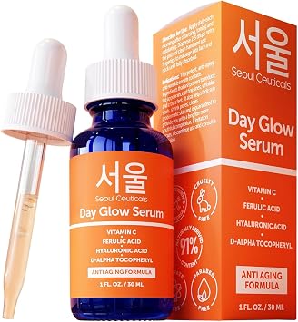 Korean Skin Care K Beauty - Sérum de ácido hialurónico 20% vitamina C + ácido ferulico CE que proporciona un potente antienvejecimiento, antiarrugas coreano belleza 1oz