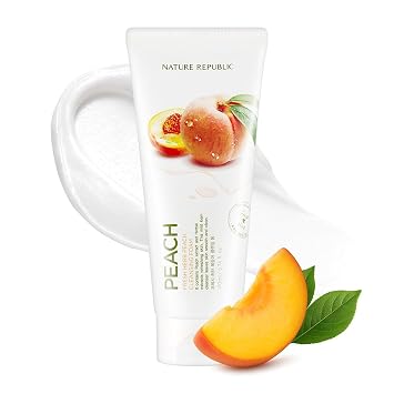 Nature Republic Fresh Herb - Espuma limpiadora de durazno hidratante e hidratante para uso diario, limpiador de poros nocturno, lavado facial de aloe, cuidado coreano de la piel para todo tipo de piel, 5.74 onzas líquidas