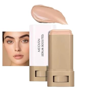 Mature Skin 2 en 1 - Corrector de base en barra de maquillaje, fórmula cremosa, ilumina el tono de la piel, acabado natural, cubre ojeras, cicatrices de acné/manchas, impermeable de larga duración, 6
