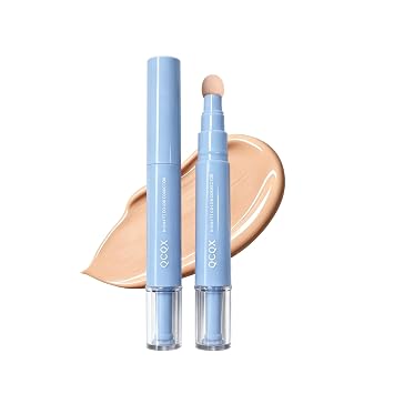 Lápiz corrector de doble efecto y base corrector de ojos, 24 horas de larga duración, cobertura completa, acabado mate. Bolígrafo corrector de brillo de piel saludable (beige natural)