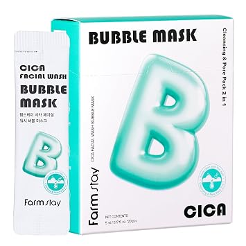 Máscara facial de burbujas de lavado Cica, limpiador coreano de poros para puntos negros, exfoliante de células muertas de la piel, limpieza profunda e hidratante, no irrita y calmante para pieles sensibles, para hombres y mujeres, 20 unidades