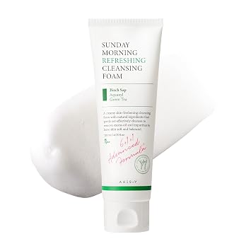 AXIS-Y Sunday Morning - Espuma limpiadora refrescante con savia de abedul, hidratante y calmante limpiador facial suave, lavado facial vegano coreano para todo tipo de piel (4.06 onzas líquidas)