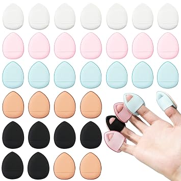 40 piezas de mini maquillaje Puff Triangle Maquillaje Puff Finger Soft Setting Sponge Mineral Powder Body Powder Cosmetic Foundation Cosmetic Finger Puff para mujeres