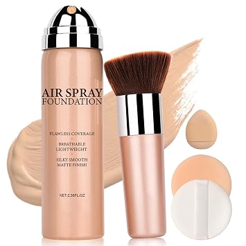 Base de maquillaje Air Brush, base de maquillaje Airbrush impecable para mujeres mayores, adolescentes, piel de mediana edad y madura, hidratante ligera, cobertura desarrollable para una piel