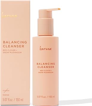 Karuna Limpiador facial equilibrante, limpiador suave en gel espumoso con ácido hialurónico, hongo de nieve y niacinamida, limpiador facial K-Beauty con pH equilibrado para todo tipo de piel, piel