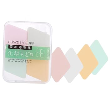 VICASKY Esponjas de maquillaje para mezclar 4 diamantes cómoda esponja de maquillaje facial húmeda y seca