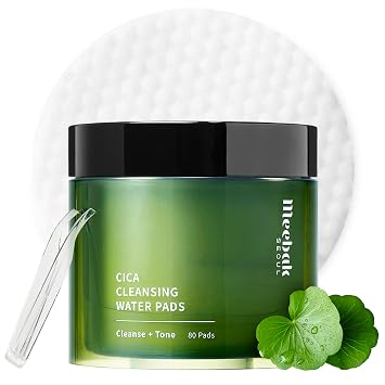 Meebak Almohadillas de agua limpiadoras Cica | Toallitas desmaquillantes coreanas | Toallitas desmaquillantes de agua micelar | Almohadillas de tóner exfoliantes para piel de vidrio | Hidratantes y